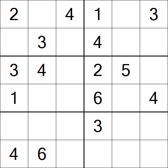 Sudoku 6x6 - Einfach