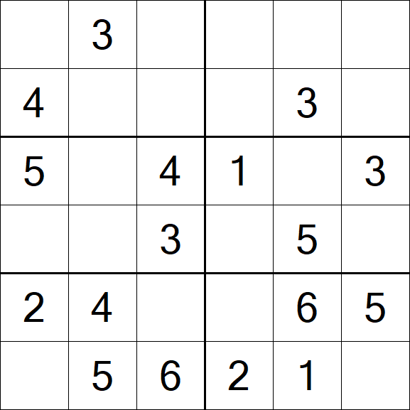 Sudoku 6x6 - Simple