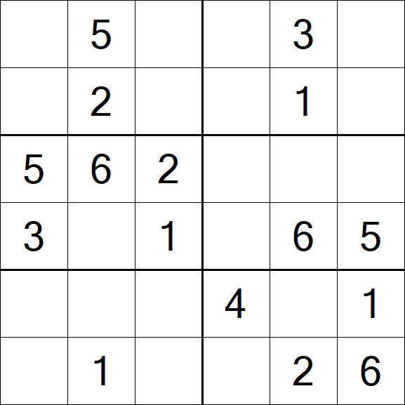 Sudoku 6x6 - Easy