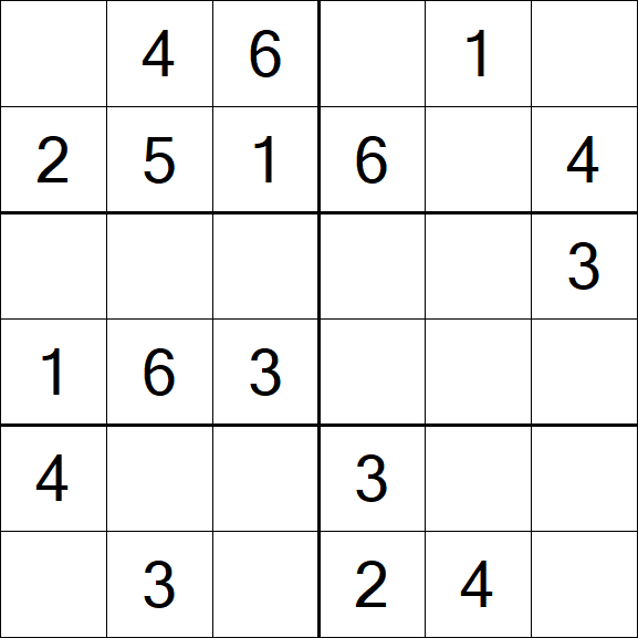 Sudoku 6x6 - Easy