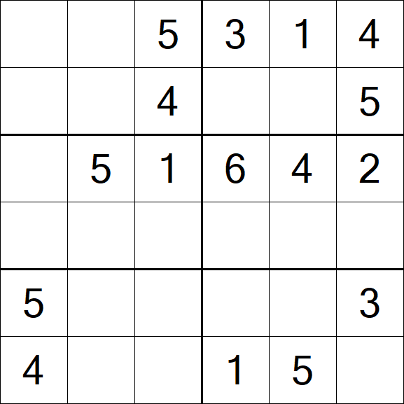 Sudoku 6x6 - Einfach