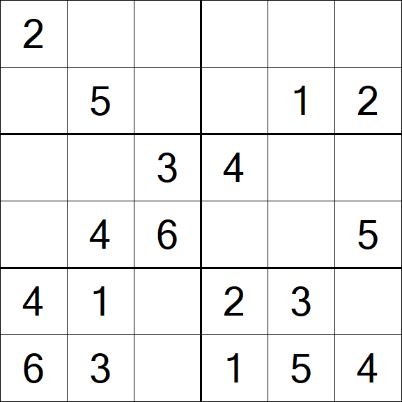 Sudoku 6x6 - Einfach