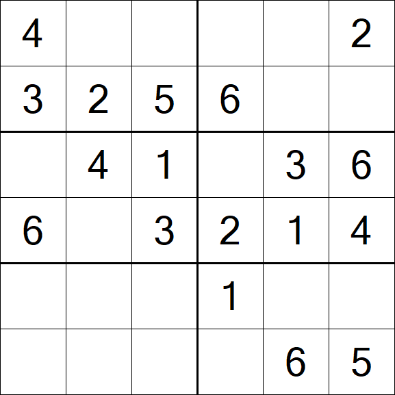 Sudoku 6x6 - Einfach