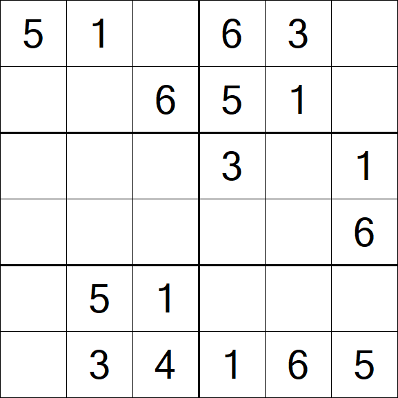 Sudoku 6x6 - Einfach