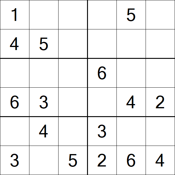 Sudoku 6x6 - Einfach