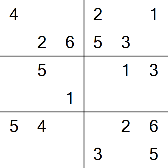 Sudoku 6x6 - Einfach