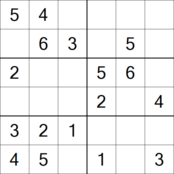 Sudoku 6x6 - Einfach
