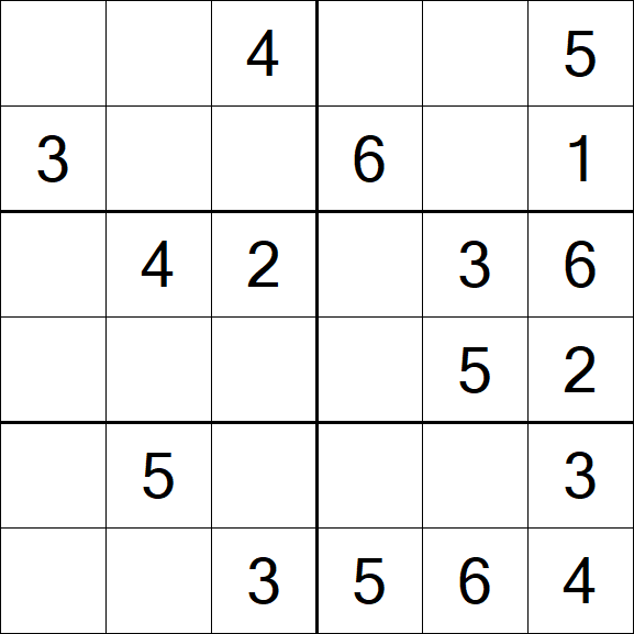 Sudoku 6x6 - Einfach