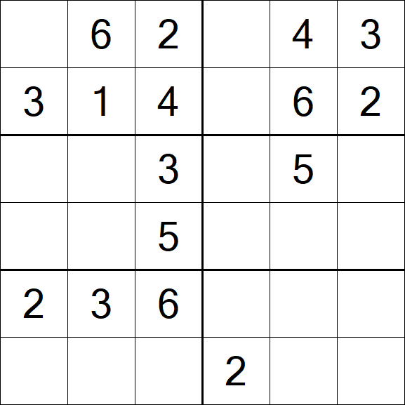 Sudoku 6x6 - Einfach