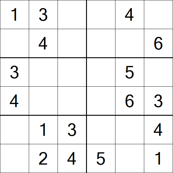Sudoku 6x6 - Fácil