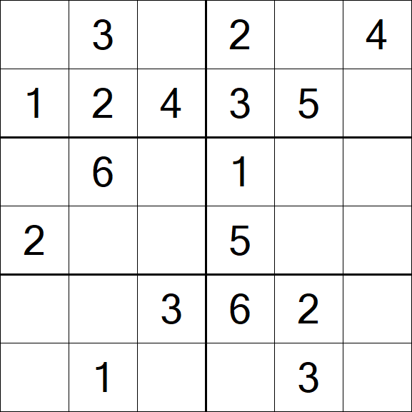 Sudoku 6x6 - Einfach