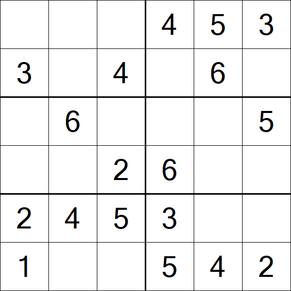 Sudoku 6x6 - Einfach