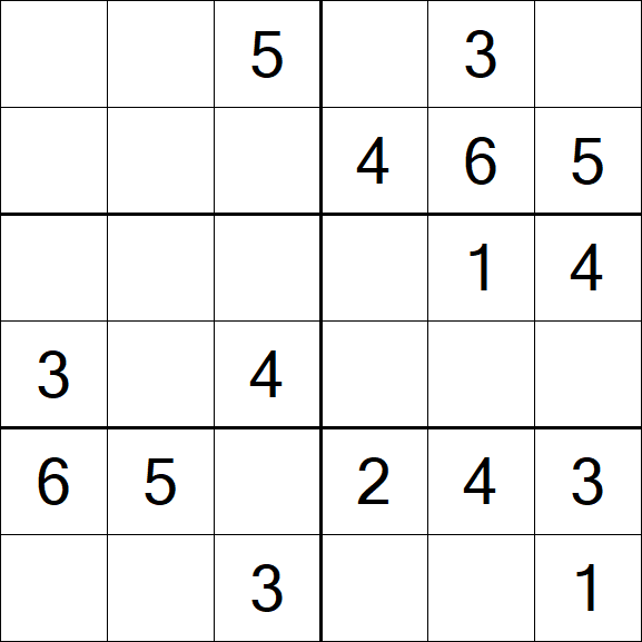 Sudoku 6x6 - Einfach