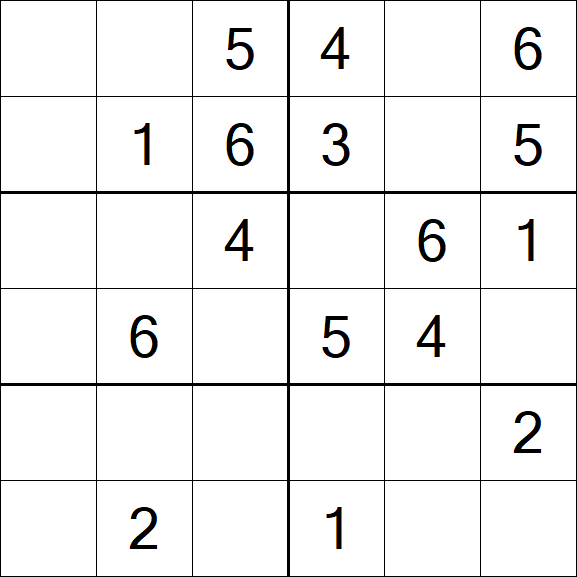 Sudoku 6x6 - Einfach