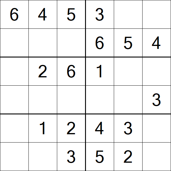 Sudoku 6x6 - Einfach
