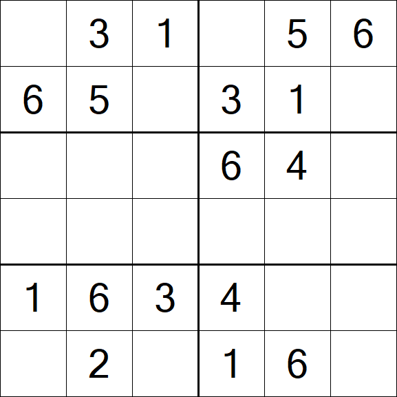 Sudoku 6x6 - Einfach