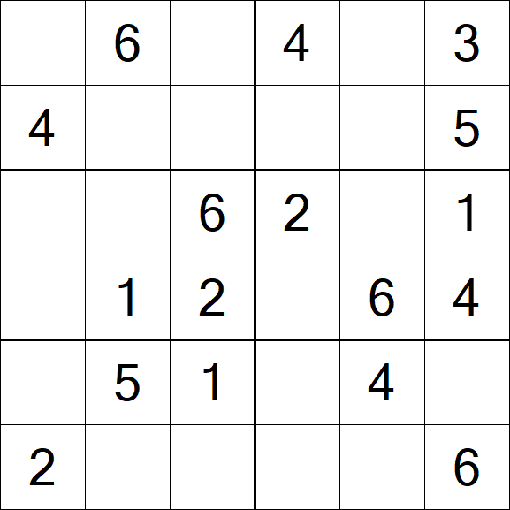 Sudoku 6x6 - Einfach