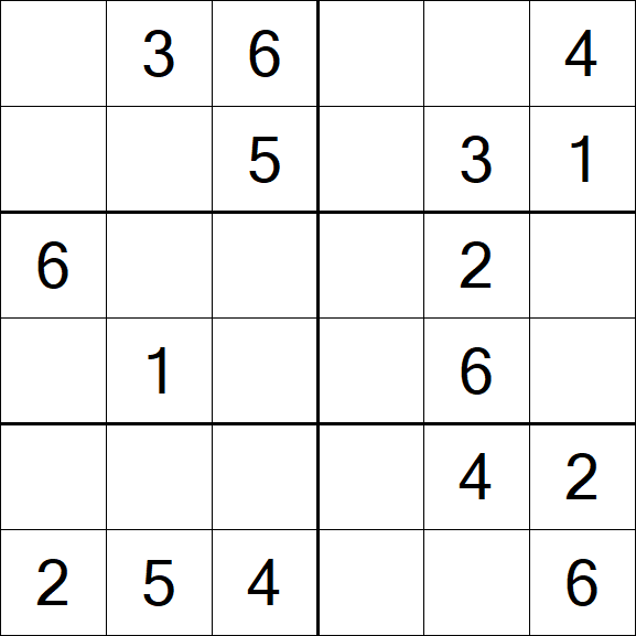 Sudoku 6x6 - Einfach