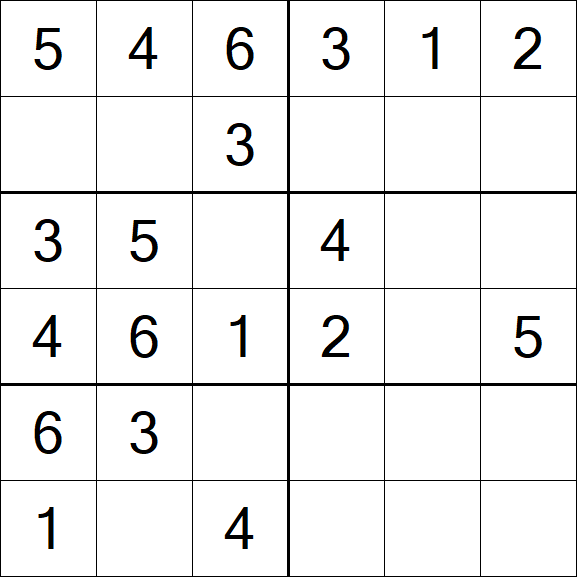 Sudoku 6x6 - Einfach