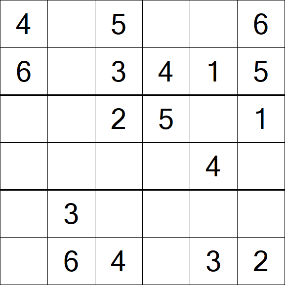 Sudoku 6x6 - Einfach