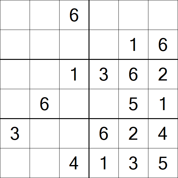 Sudoku 6x6 - Einfach