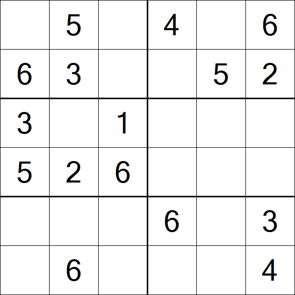 Sudoku 6x6 - Einfach