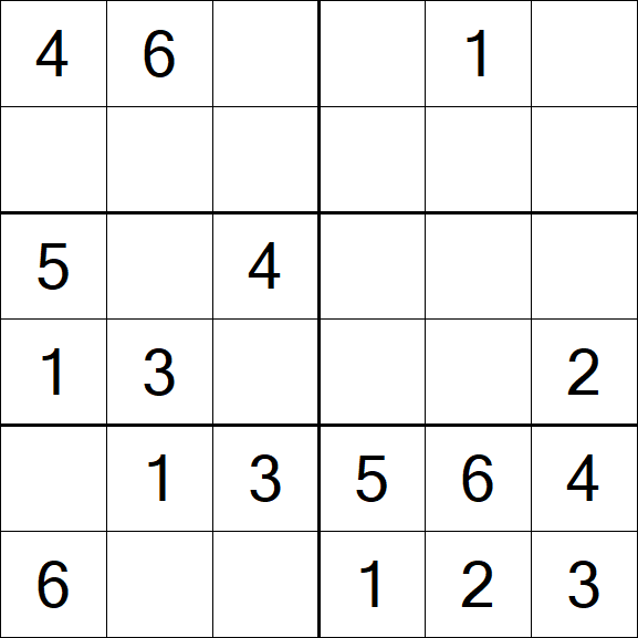Sudoku 6x6 - Einfach