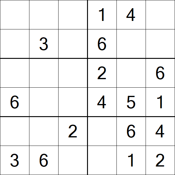 Sudoku 6x6 - Einfach