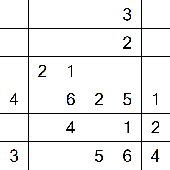 Sudoku 6x6 - Einfach