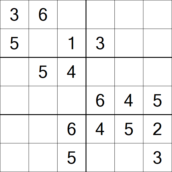 Sudoku 6x6 - Einfach