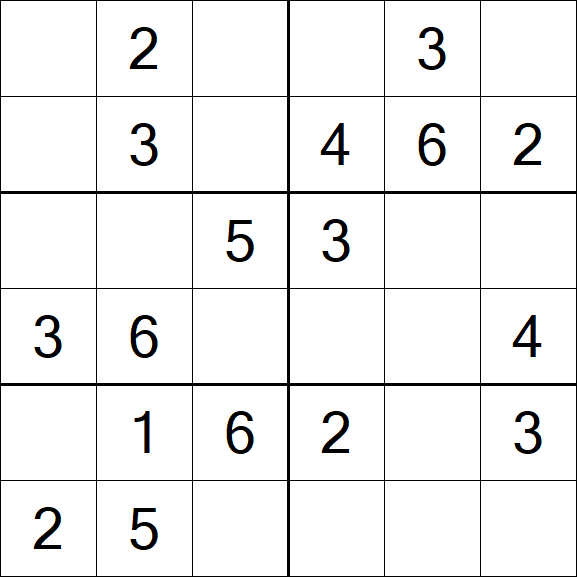 Sudoku 6x6 - Einfach
