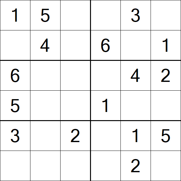 Sudoku 6x6 - Einfach