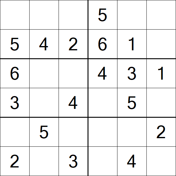 Sudoku 6x6 - Easy