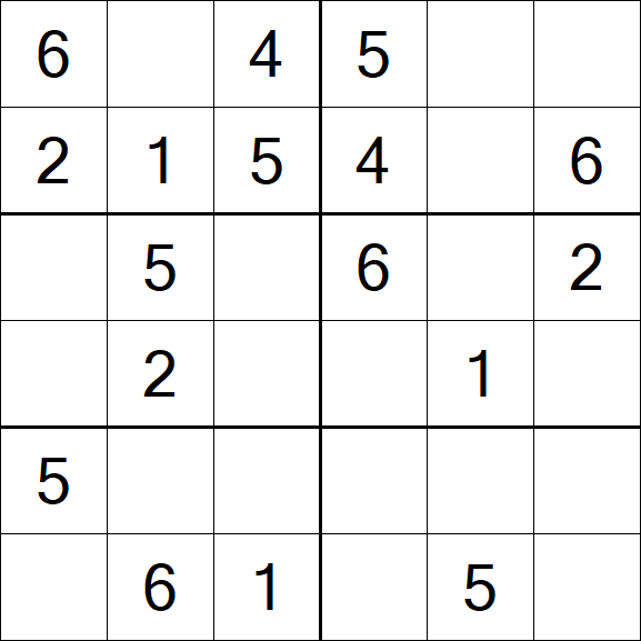 Sudoku 6x6 - Easy