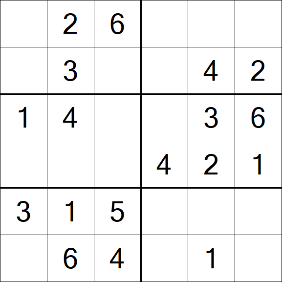 Sudoku 6x6 - Einfach