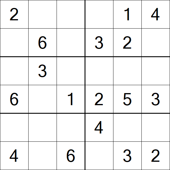 Sudoku 6x6 - Einfach