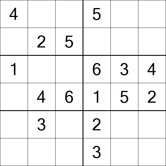 Sudoku 6x6 - Einfach