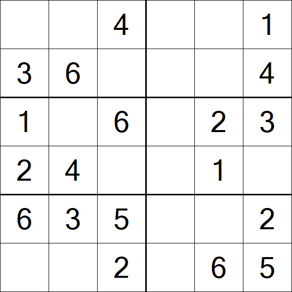 Sudoku 6x6 - Einfach