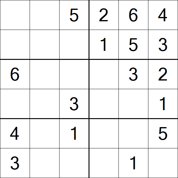Sudoku 6x6 - Einfach