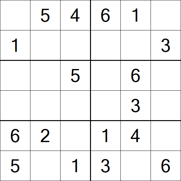 Sudoku 6x6 - Easy