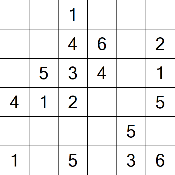 Sudoku 6x6 - Easy