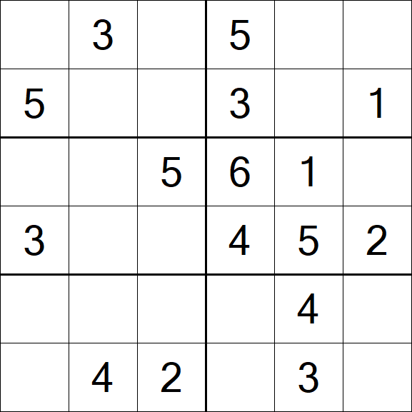 Sudoku 6x6 - Easy