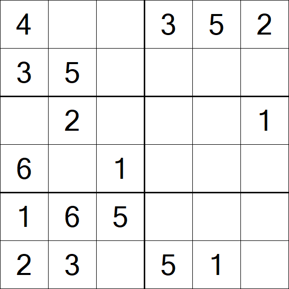 Sudoku 6x6 - Easy