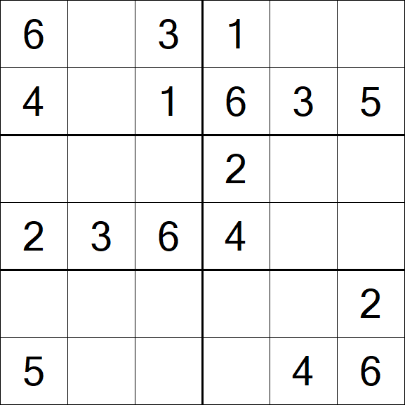 Sudoku 6x6 - Easy