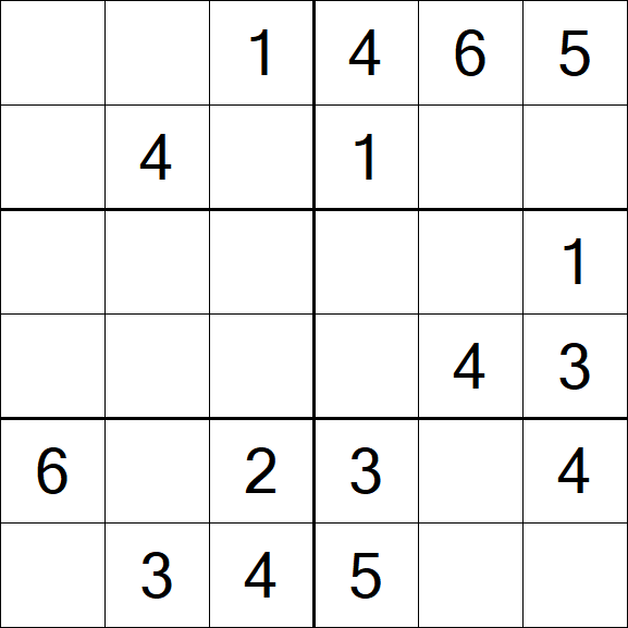Sudoku 6x6 - Easy