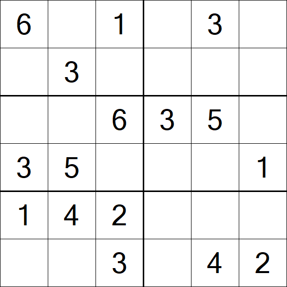Sudoku 6x6 - Easy