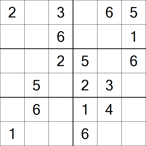 Sudoku 6x6 - Easy