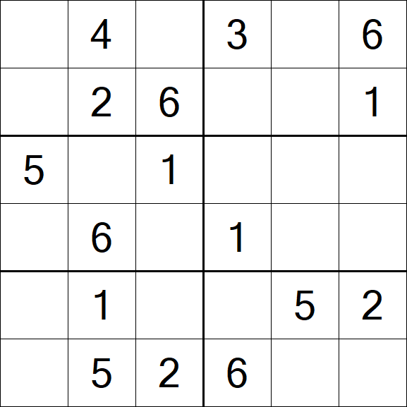 Sudoku 6x6 - Easy