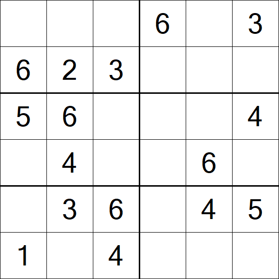 Sudoku 6x6 - Simple