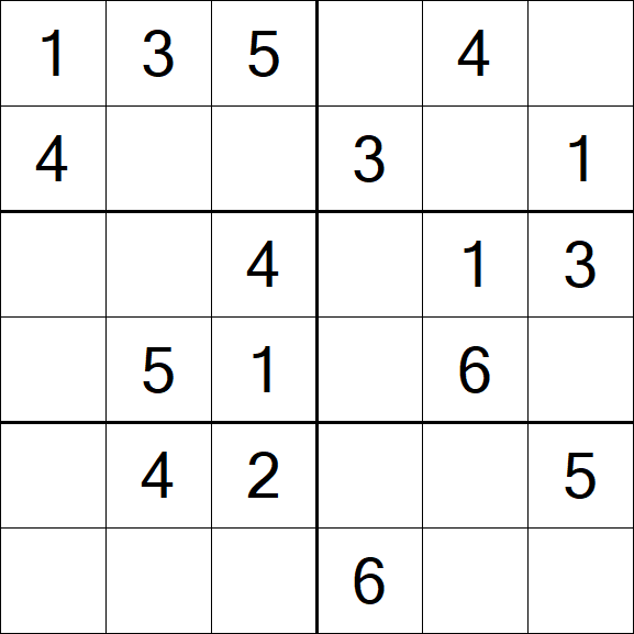 Sudoku 6x6 - Simple